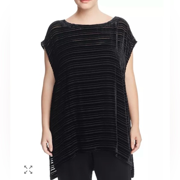 Eileen Fisher Tops - Eileen Fisher Velvet Burnout Stripe Tunic Black Size‎ M